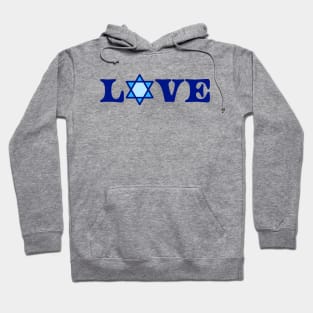 Blue Love Design Written With a Jewish Star of David, made by EndlessEmporium Hoodie